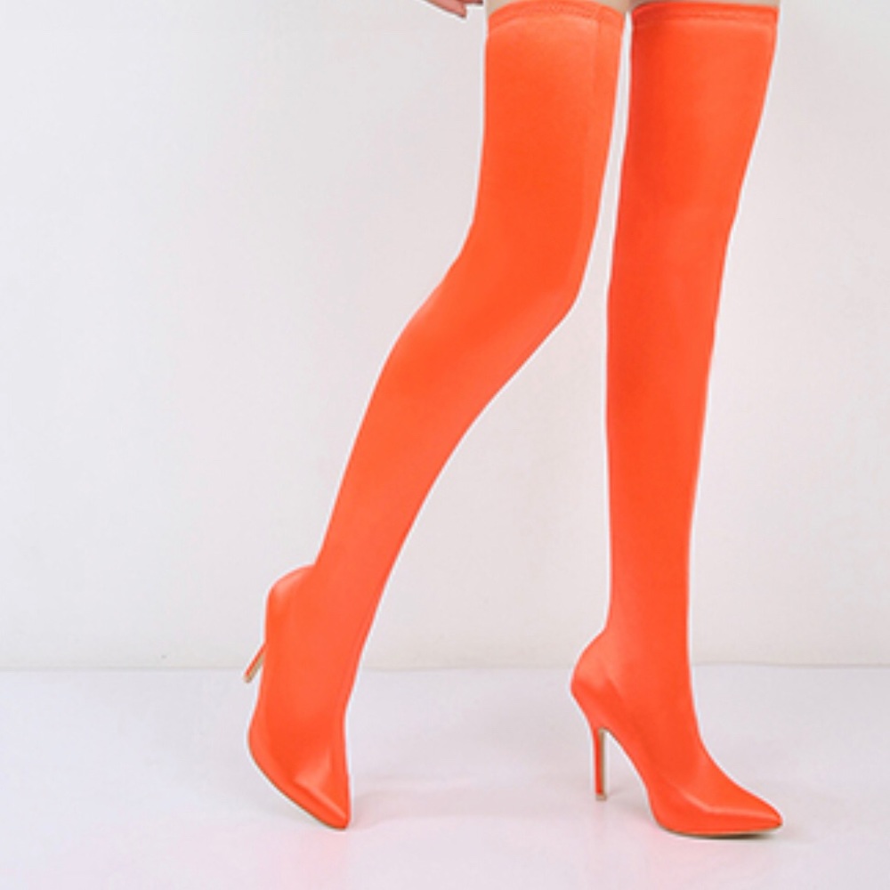 Orange Spandex Boots